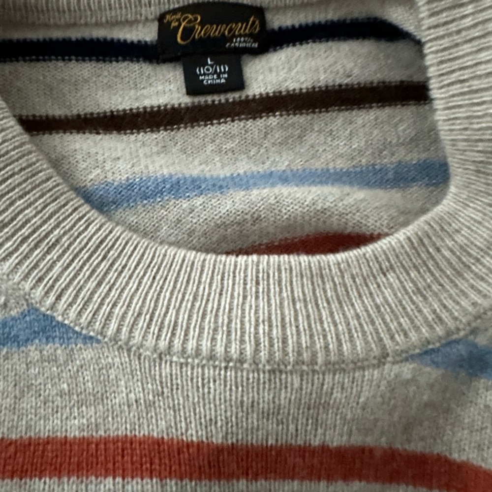 Large (10-12) boys Jcrew Cashmere sweater. Like new! Only worn once